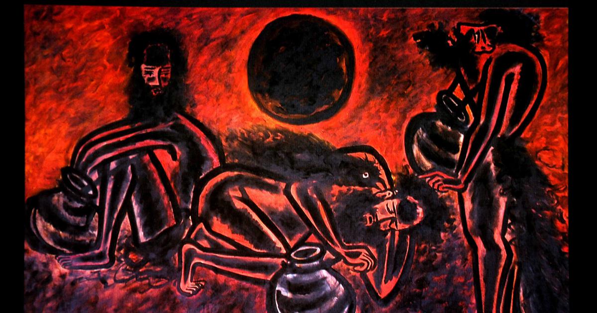 Three Untouchables Under The Black Sun by Dalit artist Savindra ‘Savi’ Sawarkar